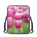 Pink Tulip Print Rectangular Crossbody Bag