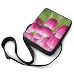 Pink Tulip Print Rectangular Crossbody Bag