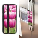 Pink Tulip Print Refrigerator Handle Covers