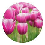 Pink Tulip Print Round Blanket