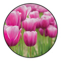 Pink Tulip Print Round Floor Mat