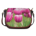 Pink Tulip Print Saddle Bag