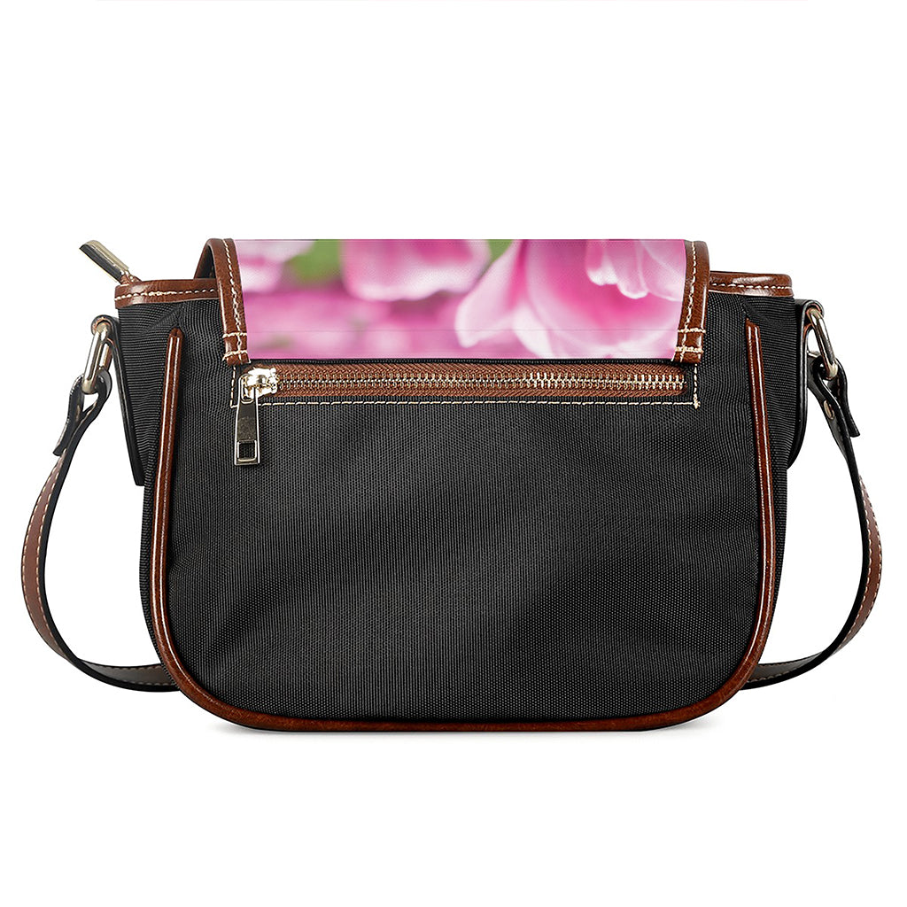 Pink Tulip Print Saddle Bag