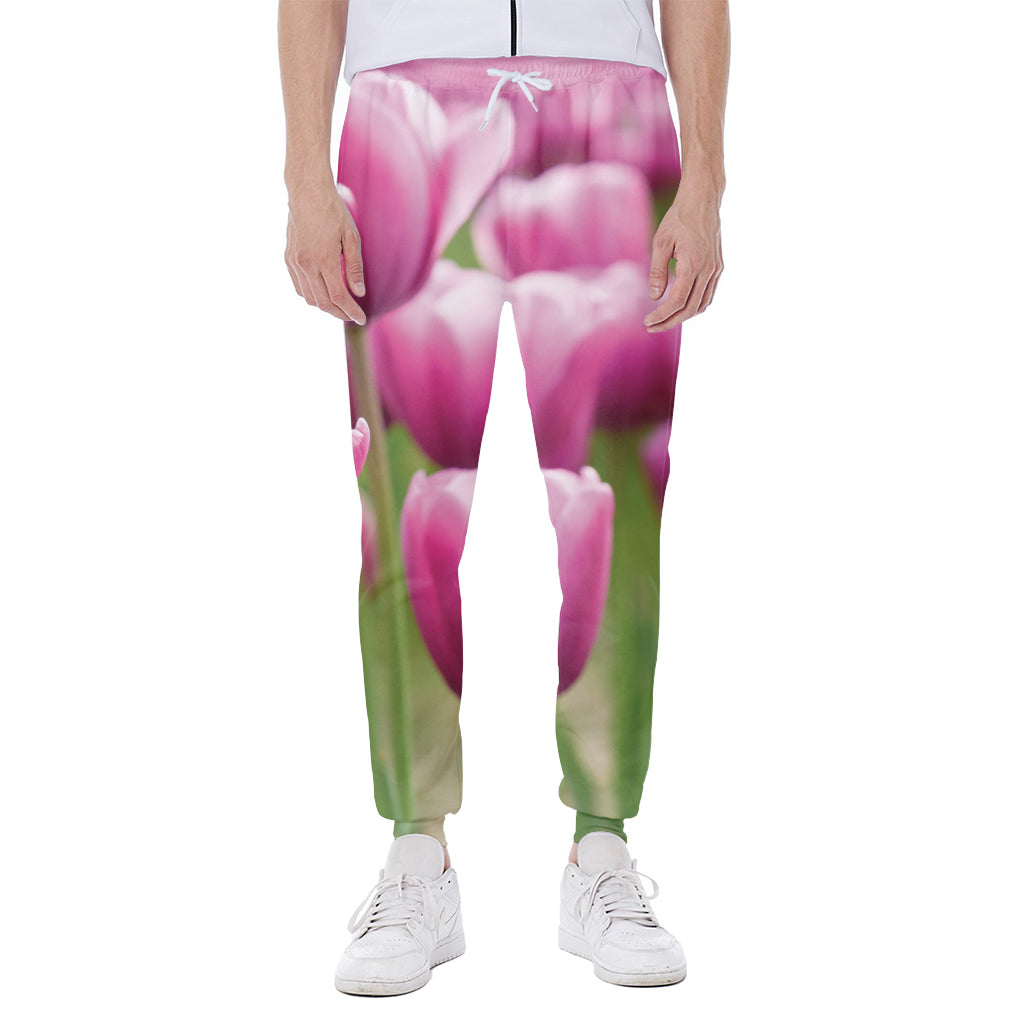 Pink Tulip Print Scuba Joggers