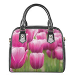 Pink Tulip Print Shoulder Handbag