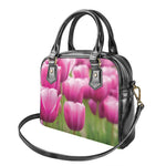 Pink Tulip Print Shoulder Handbag