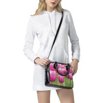 Pink Tulip Print Shoulder Handbag