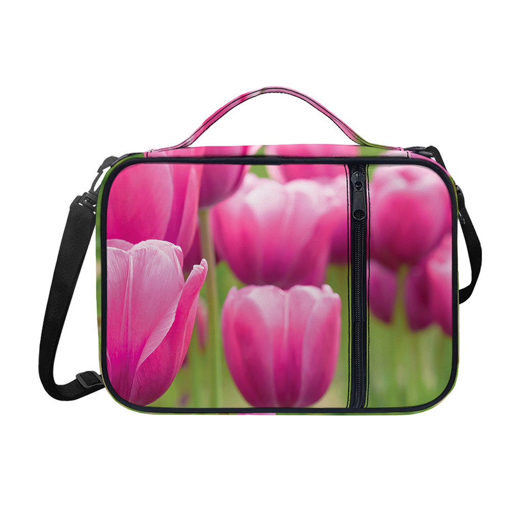 Pink Tulip Print Shoulder Strap Bible Bag