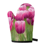Pink Tulip Print Single Oven Mitt