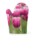 Pink Tulip Print Single Oven Mitt