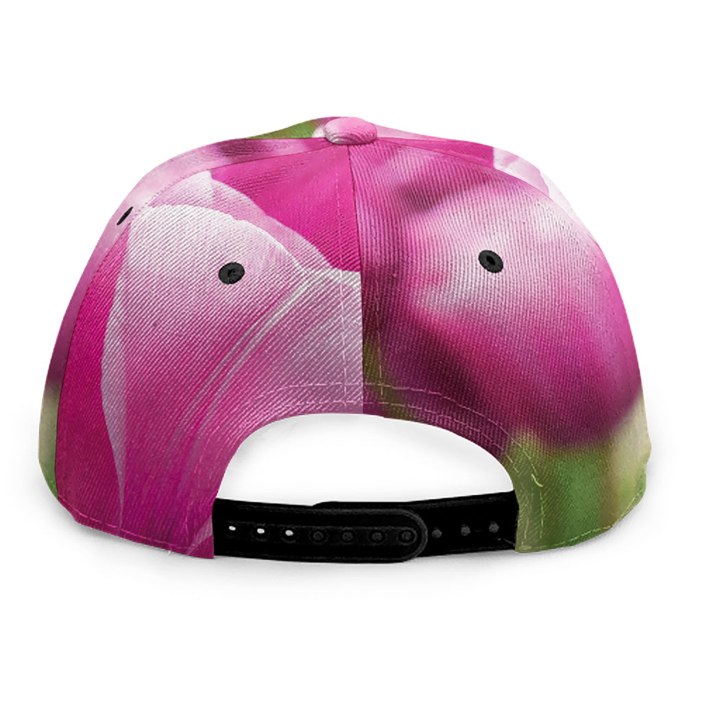 Pink Tulip Print Snapback Cap