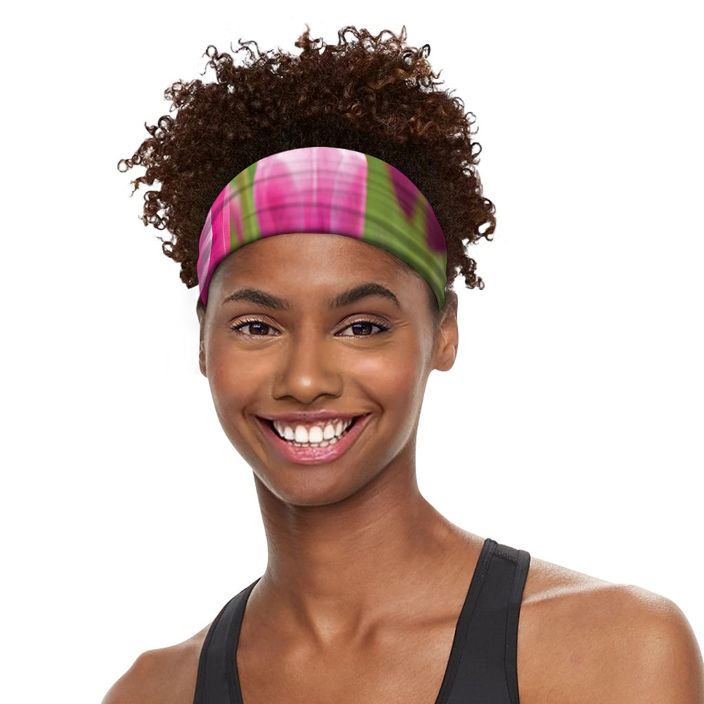 Pink Tulip Print Sports Headband