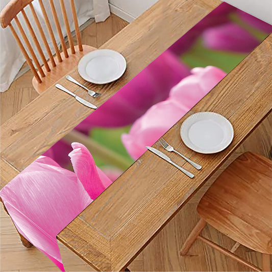 Pink Tulip Print Table Runner