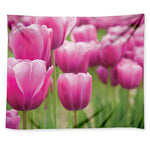 Pink Tulip Print Tapestry