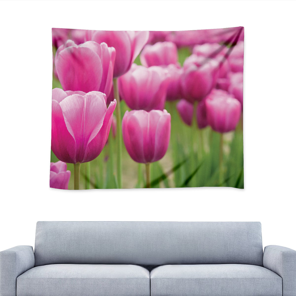 Pink Tulip Print Tapestry