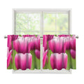 Pink Tulip Print Tier Curtains