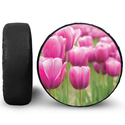 Pink Tulip Print Tire Cover
