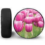 Pink Tulip Print Tire Cover