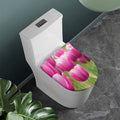 Pink Tulip Print Toilet Lid Cover