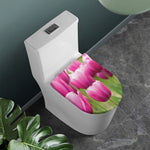 Pink Tulip Print Toilet Lid Cover