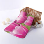 Pink Tulip Print Towel