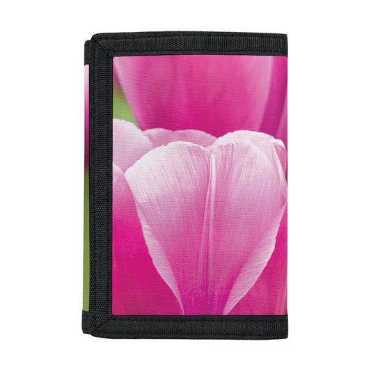 Pink Tulip Print Trifold Wallet