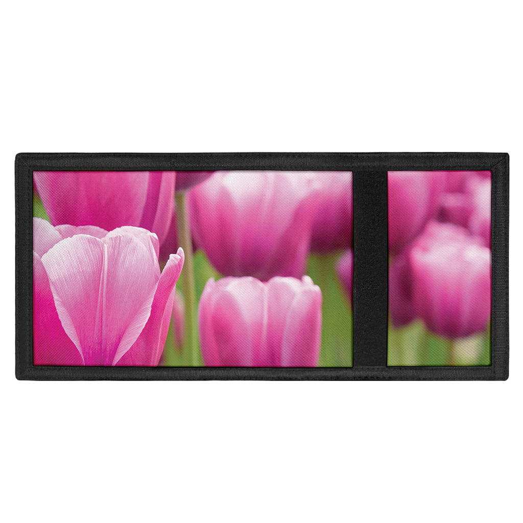 Pink Tulip Print Trifold Wallet