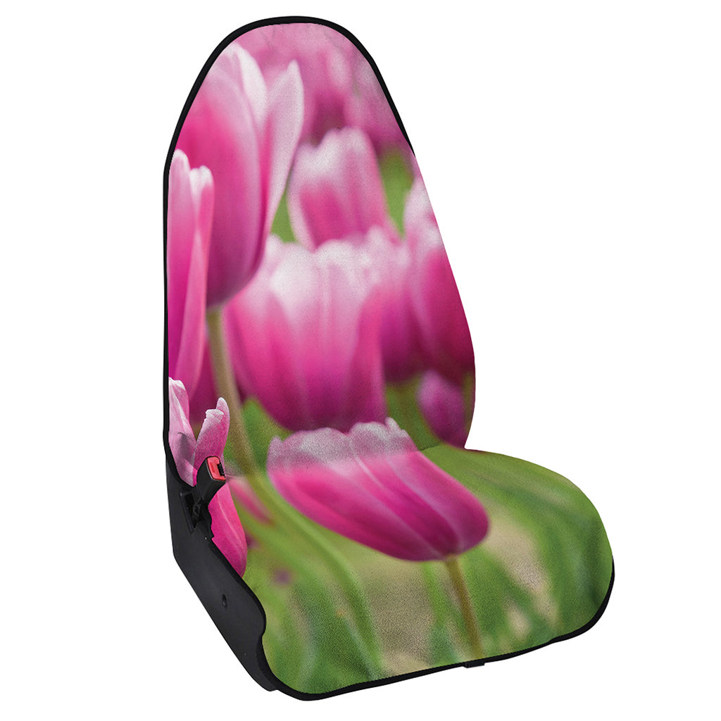 Pink Tulip Print Waterproof Car Seat Cover