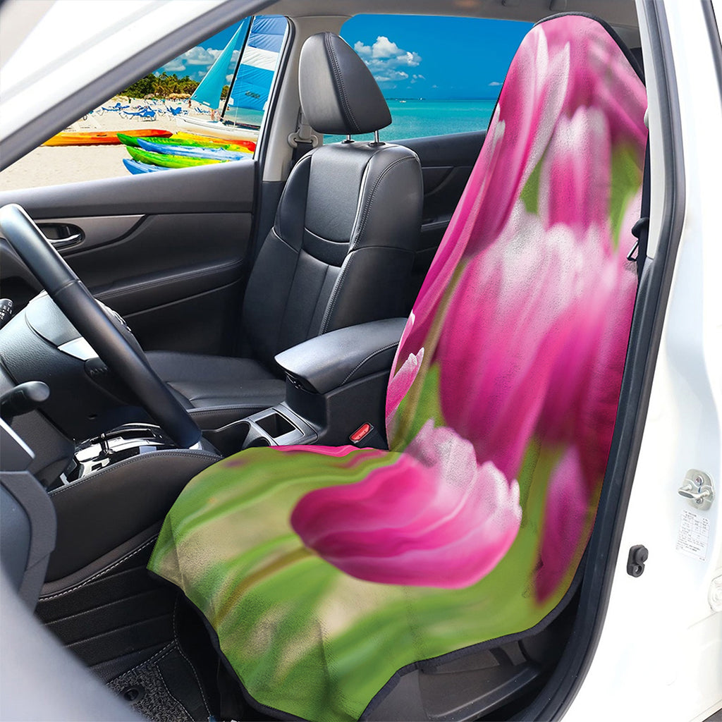 Pink Tulip Print Waterproof Car Seat Cover
