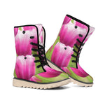 Pink Tulip Print Winter Boots