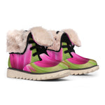 Pink Tulip Print Winter Boots