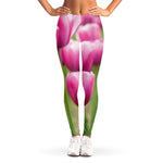 Pink Tulip Print Women's Leggings