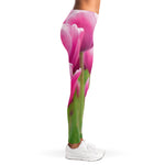 Pink Tulip Print Women's Leggings