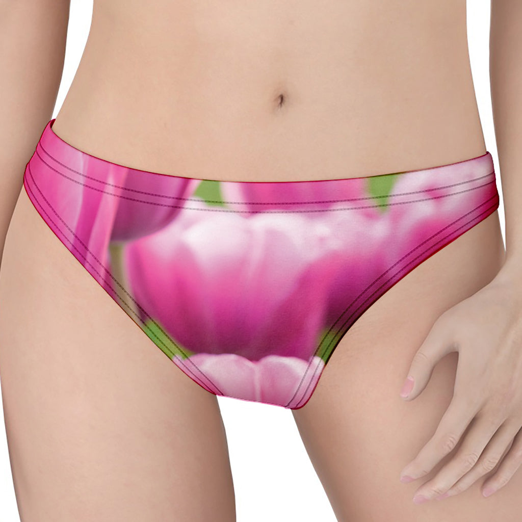 Pink Tulip Print Women's Thong