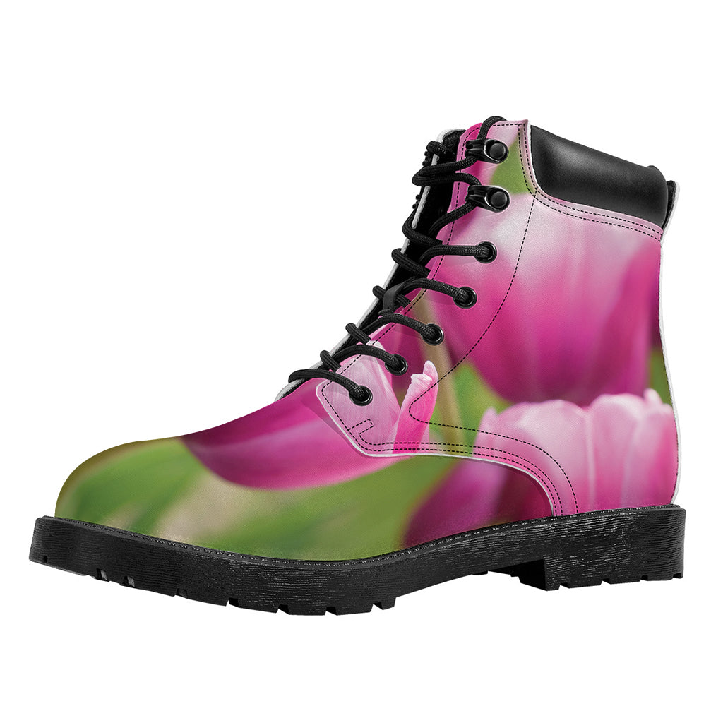 Pink Tulip Print Work Boots