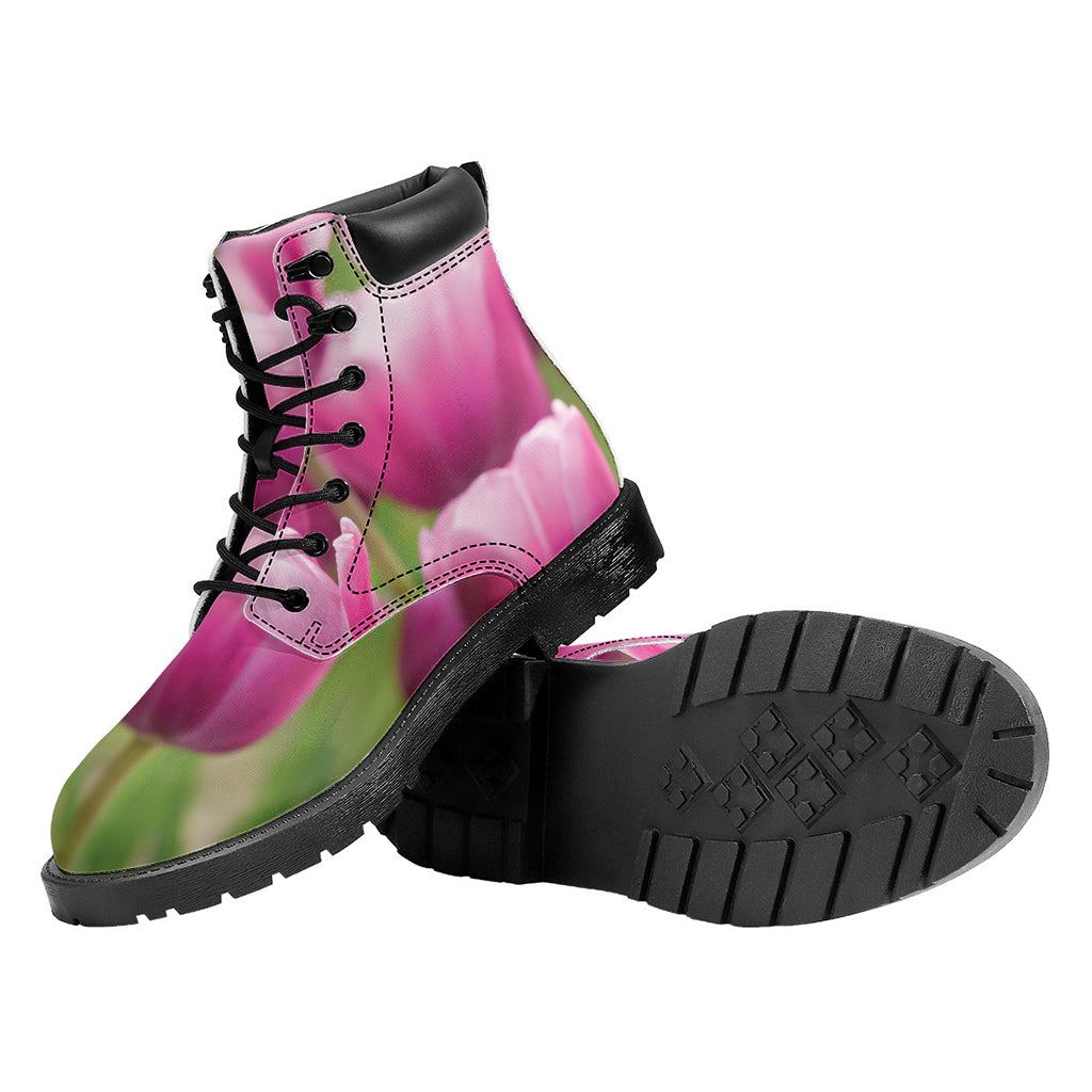Pink Tulip Print Work Boots