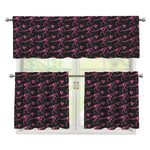 Pink Tyrannosaurus Fossil Pattern Print 3 Piece Kitchen Curtains