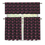 Pink Tyrannosaurus Fossil Pattern Print 3 Piece Kitchen Curtains