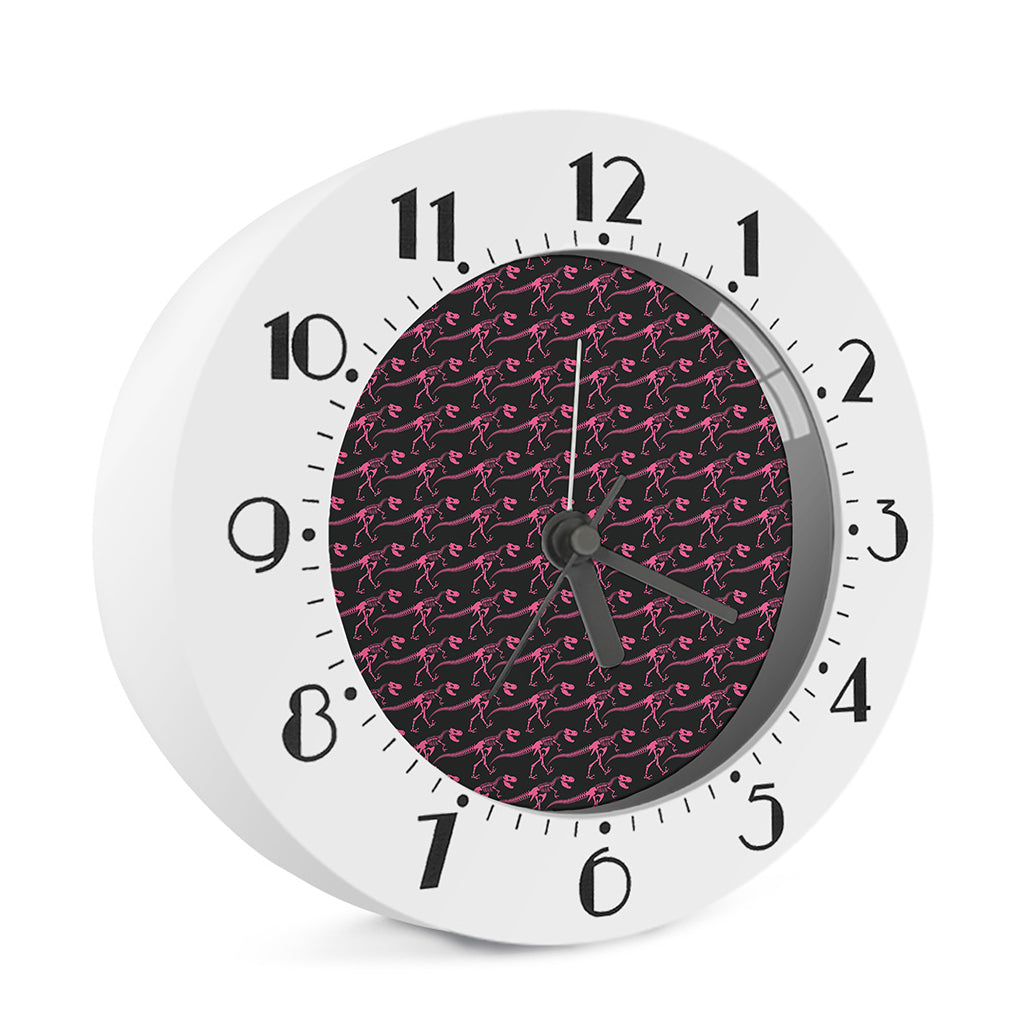 Pink Tyrannosaurus Fossil Pattern Print Alarm Clock