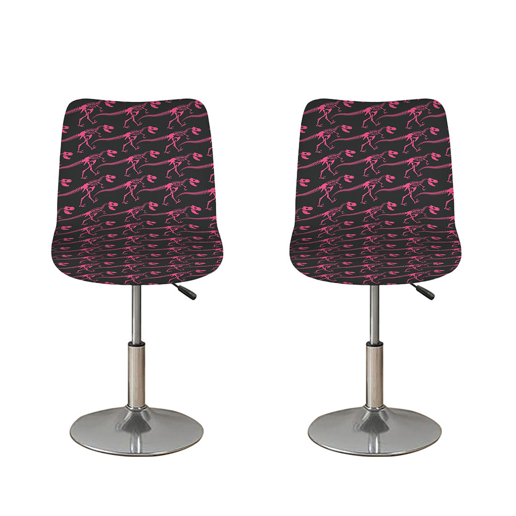 Pink Tyrannosaurus Fossil Pattern Print Bar Stool Covers