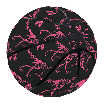 Pink Tyrannosaurus Fossil Pattern Print Basketball