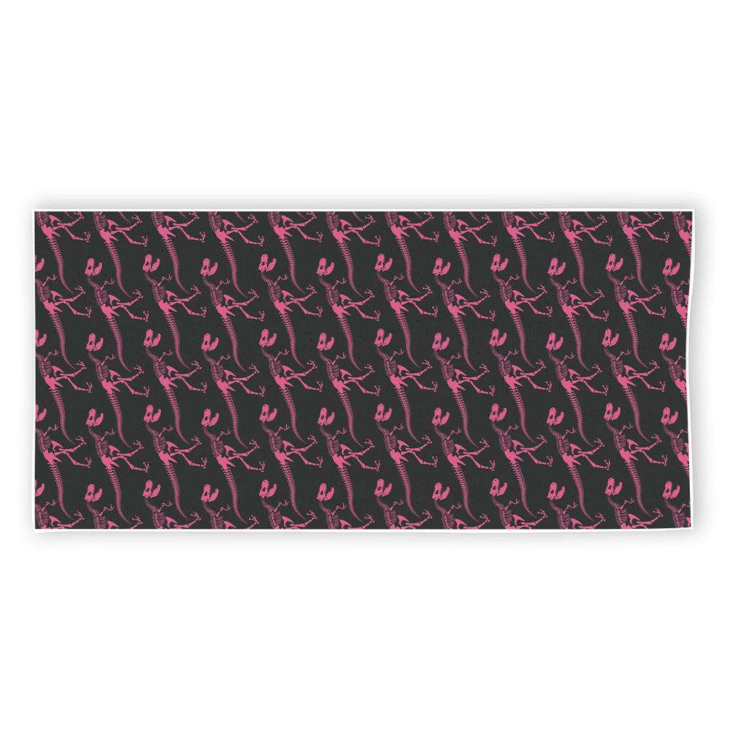 Pink Tyrannosaurus Fossil Pattern Print Beach Towel