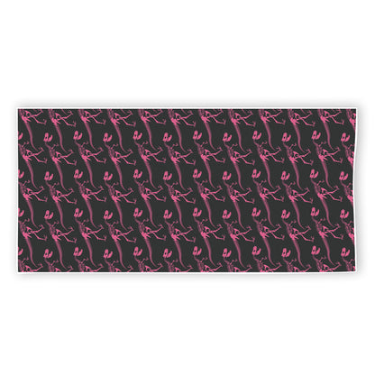 Pink Tyrannosaurus Fossil Pattern Print Beach Towel