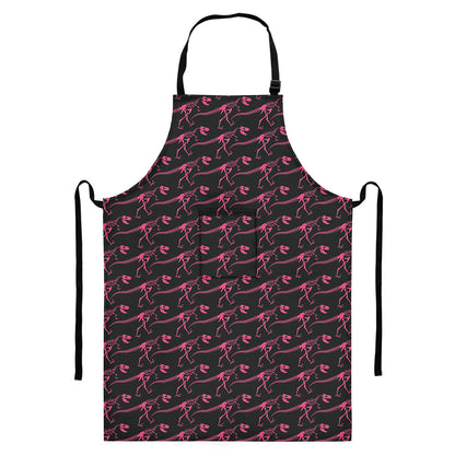 Pink Tyrannosaurus Fossil Pattern Print Bib Apron With Pocket