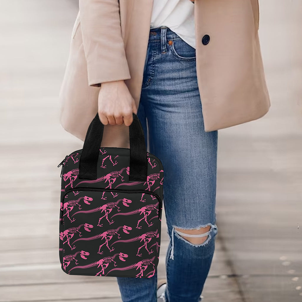 Pink Tyrannosaurus Fossil Pattern Print Bible Tote Bag