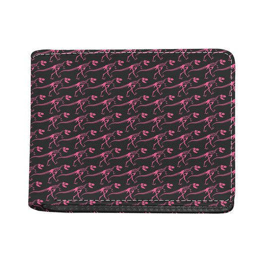 Pink Tyrannosaurus Fossil Pattern Print Bifold Wallet