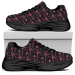 Pink Tyrannosaurus Fossil Pattern Print Black Chunky Shoes
