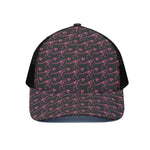 Pink Tyrannosaurus Fossil Pattern Print Black Mesh Trucker Cap