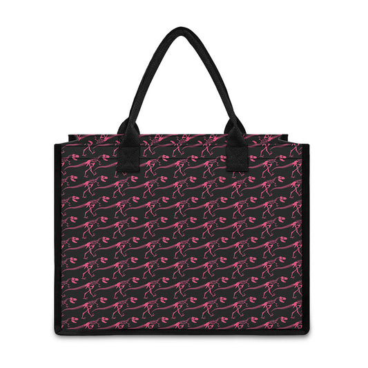 Pink Tyrannosaurus Fossil Pattern Print Canvas Tote Bag