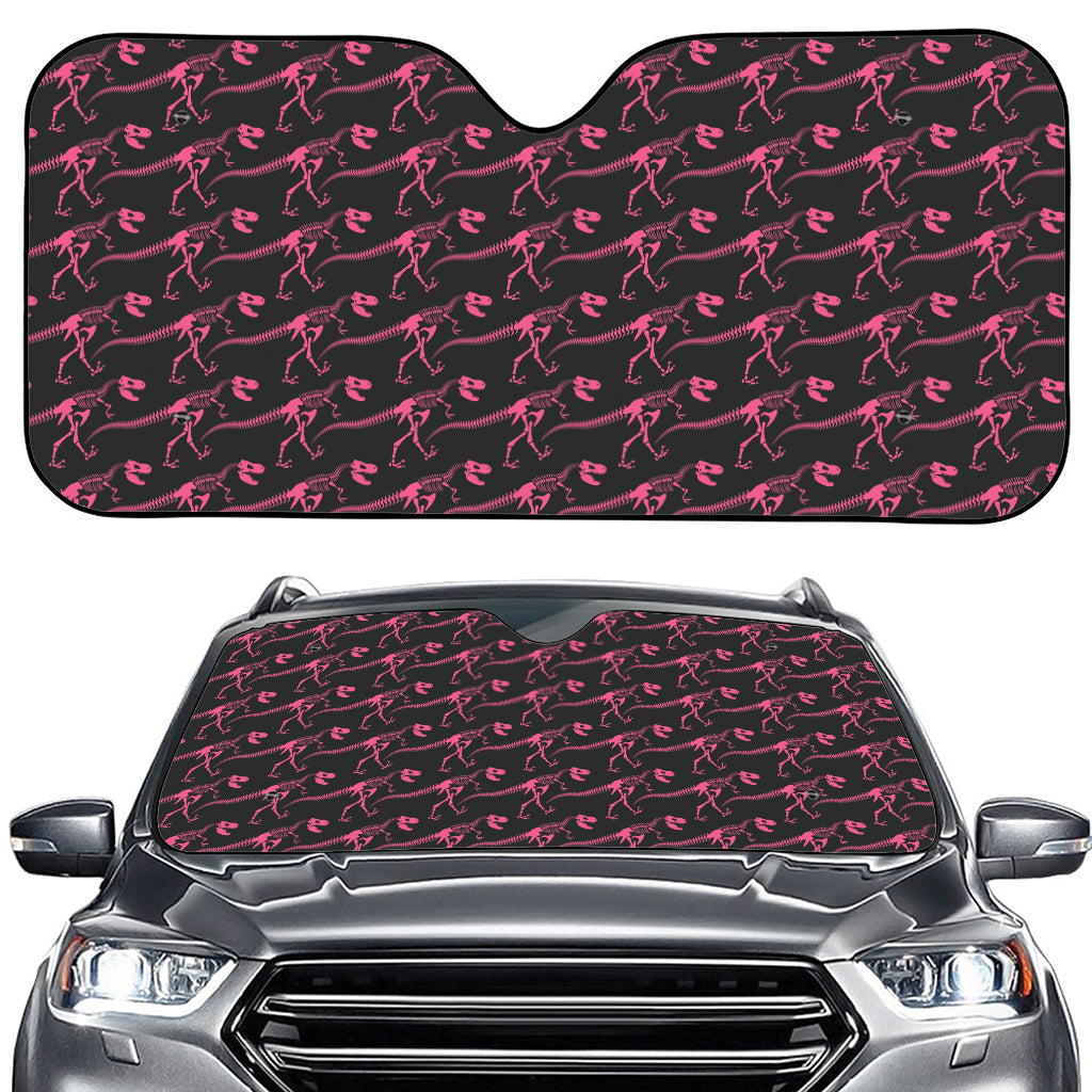 Pink Tyrannosaurus Fossil Pattern Print Car Windshield Sun Shade
